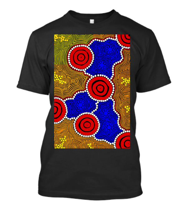 Aboriginal Art Authentic Circles Red Blue Yellow T-Shirt