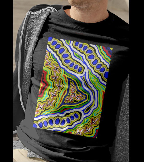 Aboriginal Art Authentic Emu Dream Vibrant Tribal T-Shirt