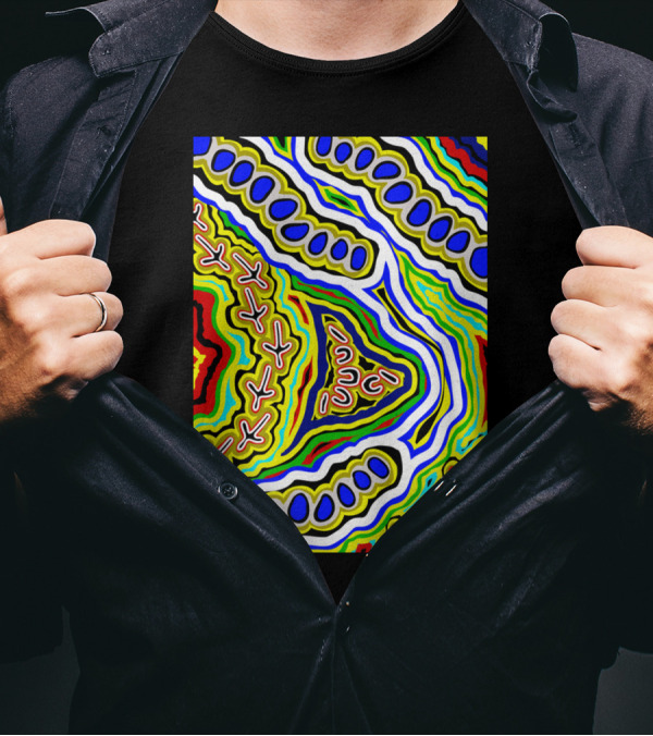 Aboriginal Art Authentic Emu Dream Vibrant Tribal T-Shirt