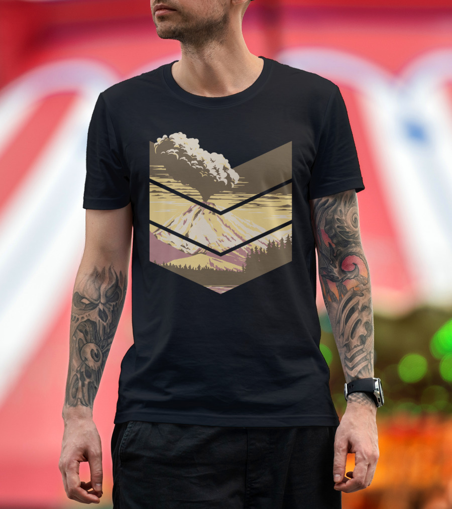 Volcano Eruption Mountain Landscape Forest View T-Shirt