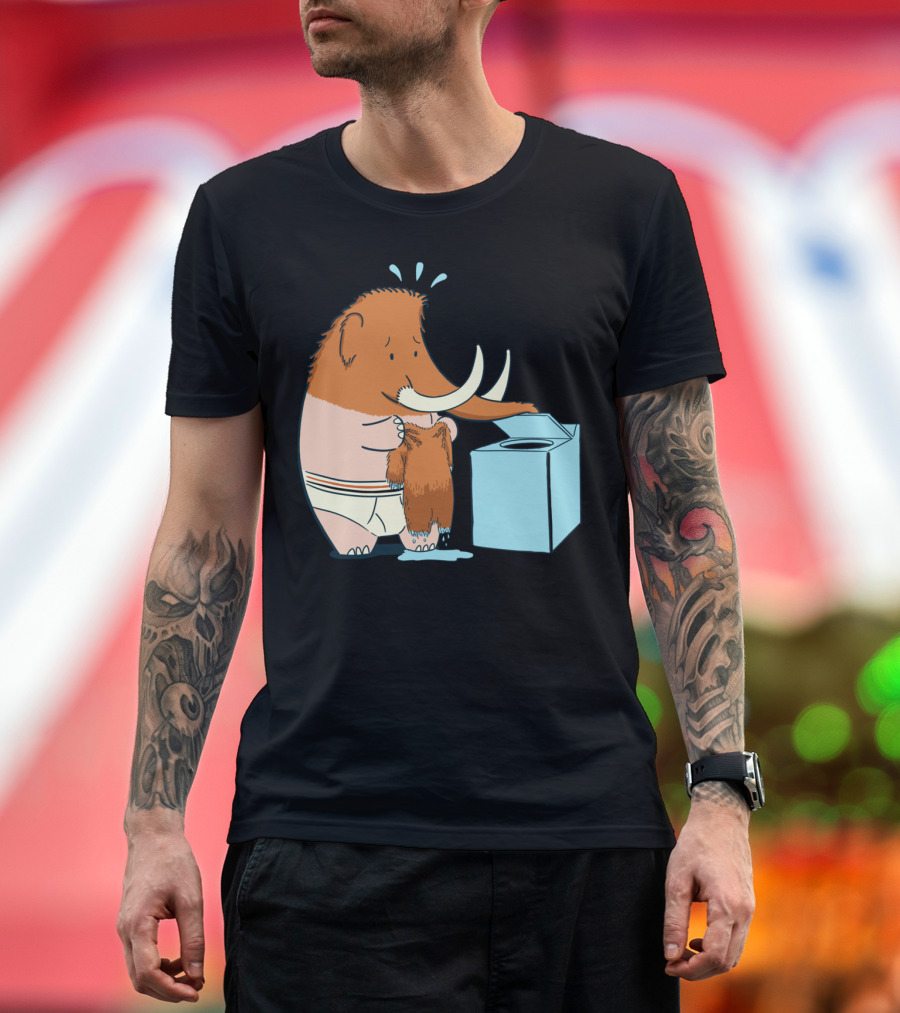 Mammoth Mistake Laundry Mishap in Underwear with Washing Machine T-Shirt