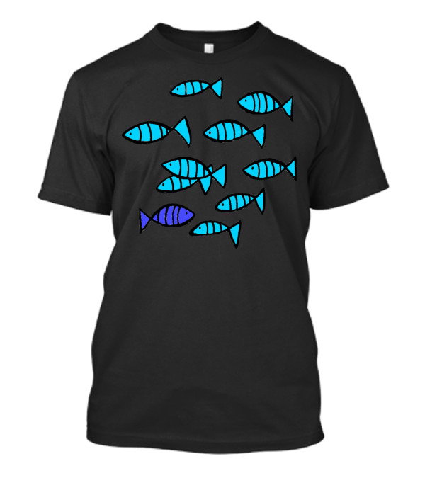 Be Different Blue And Purple Fish Contrast T-Shirt