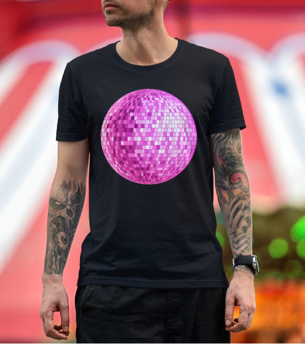 Premium T-Shirt: Disco Ball Vintage Dance Discoteque Pink T-Shirt Disco Ball Vintage Dance Discoteque Pink T-Shirt