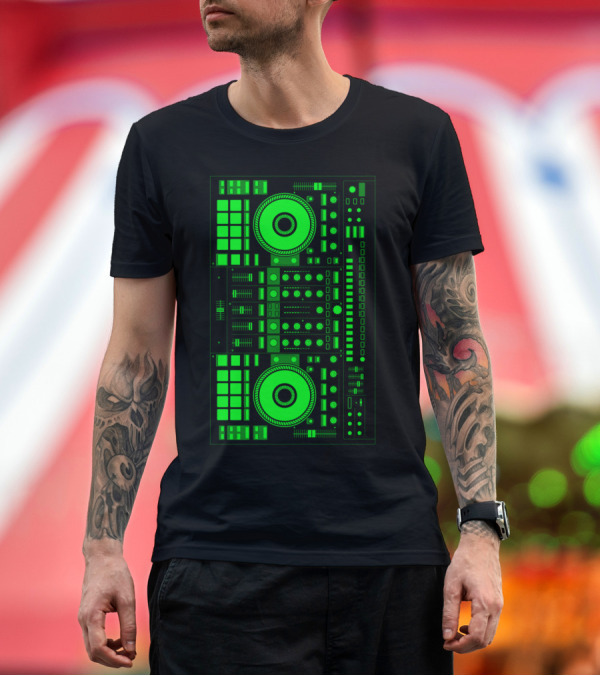Premium T-Shirt: DJ Green Neon Turntable Controller T-Shirt DJ Green Neon Turntable Controller T-Shirt