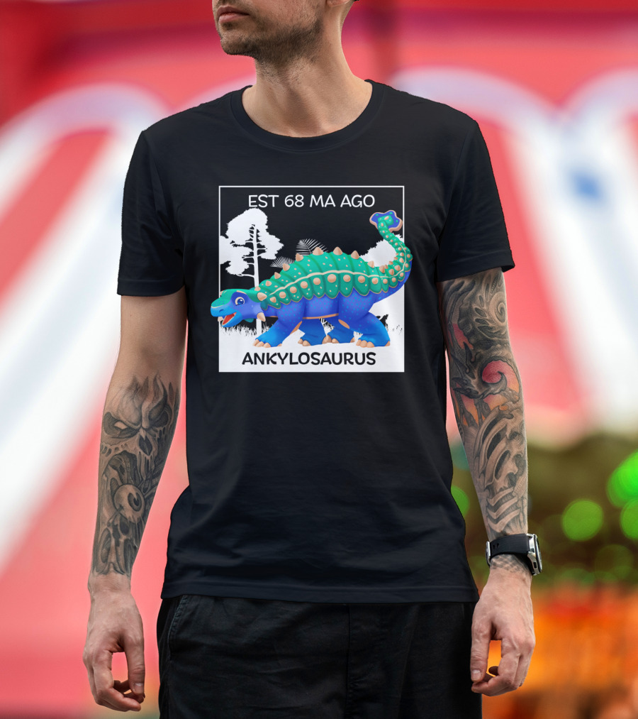 ANKYLOSAURUS EST 68 MA AGO Prehistoric Dinosaur with Tree Background T-Shirt