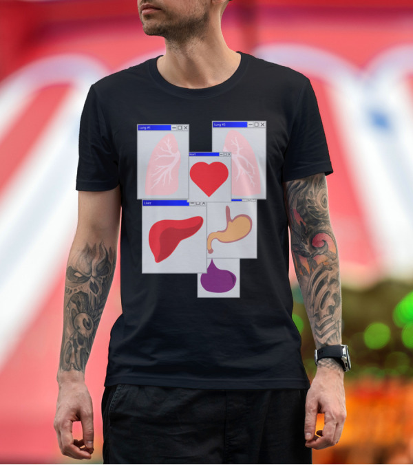 Premium T-Shirt: Lung Heart Liver Stomach Body Desktop T-Shirt Lung Heart Liver Stomach Body Desktop T-Shirt