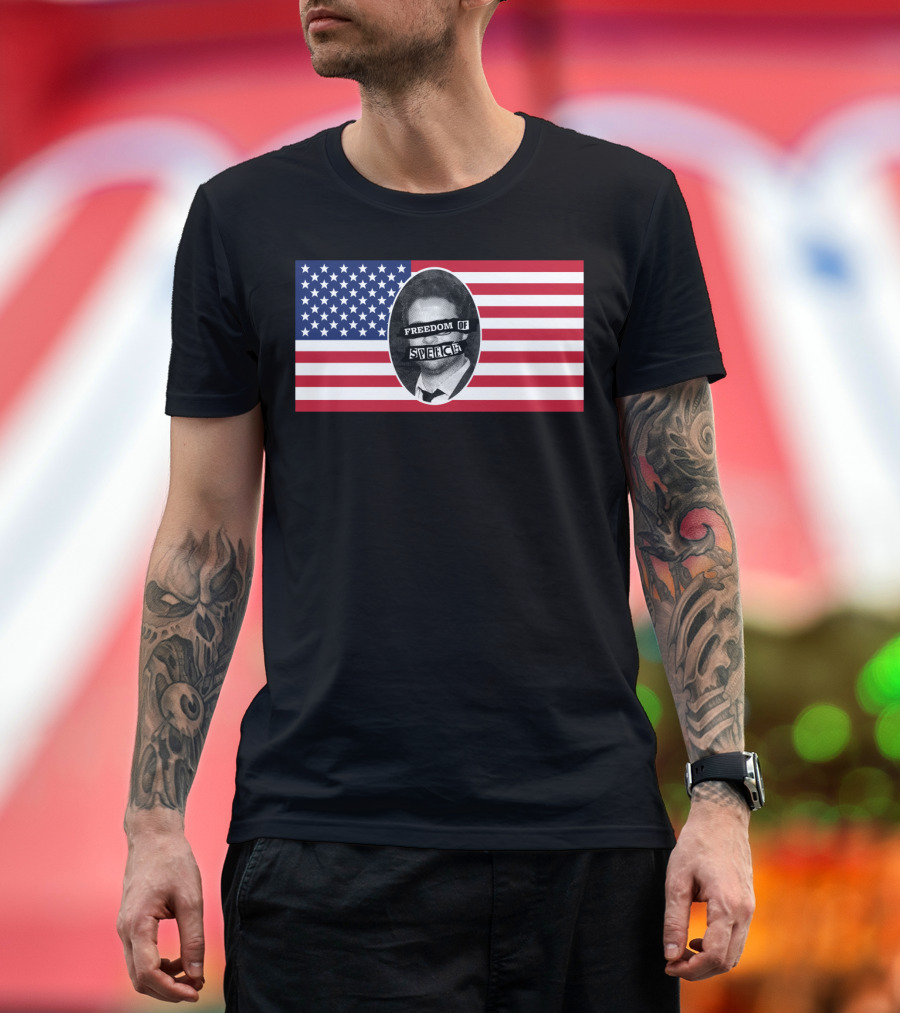 Freedom Of Speech American Flag Censored Face T-Shirt