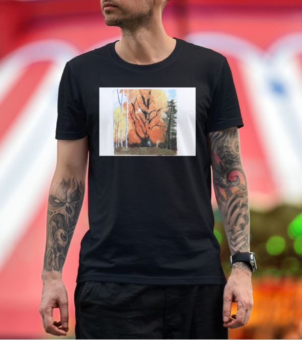 Premium T-Shirt: Fall By Liv Autumn Landscape Trees Orange Foliage T-Shirt Fall By Liv Autumn Landscape Trees Orange Foliage T-Shirt