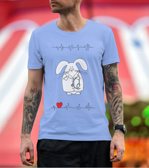 Premium T-Shirt: Doctor Rabbit Heartbeat Stethoscope Bunny T-Shirt Doctor Rabbit Heartbeat Stethoscope Bunny T-Shirt