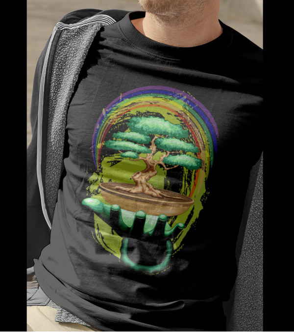 Bonsai Tree Held By Green Hand T-Shirt