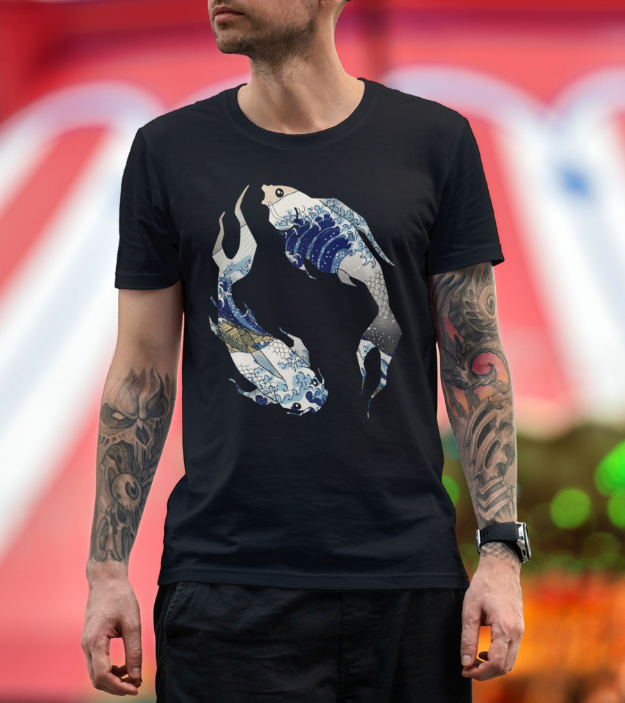 Koi Fish Hokusai Wave Fusion T-Shirt