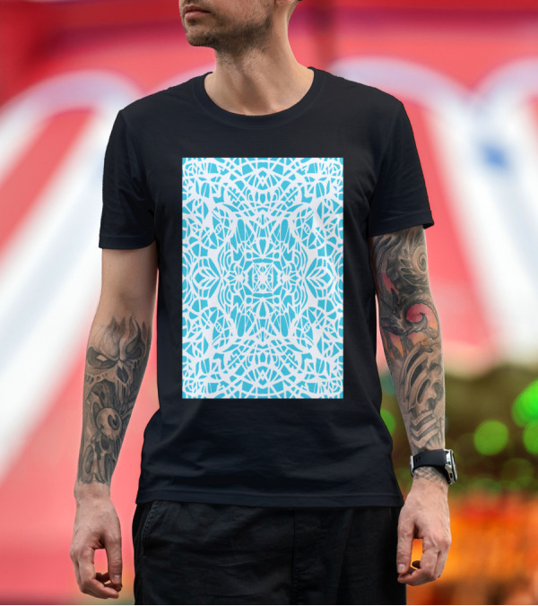 Premium T-Shirt: White Blue Web Chas Symmetrical T-Shirt White Blue Web Chas Symmetrical T-Shirt