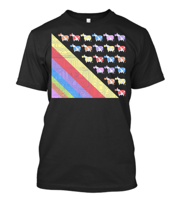Obsessive Compulsive Farming Colorful Cows Geometric T-Shirt