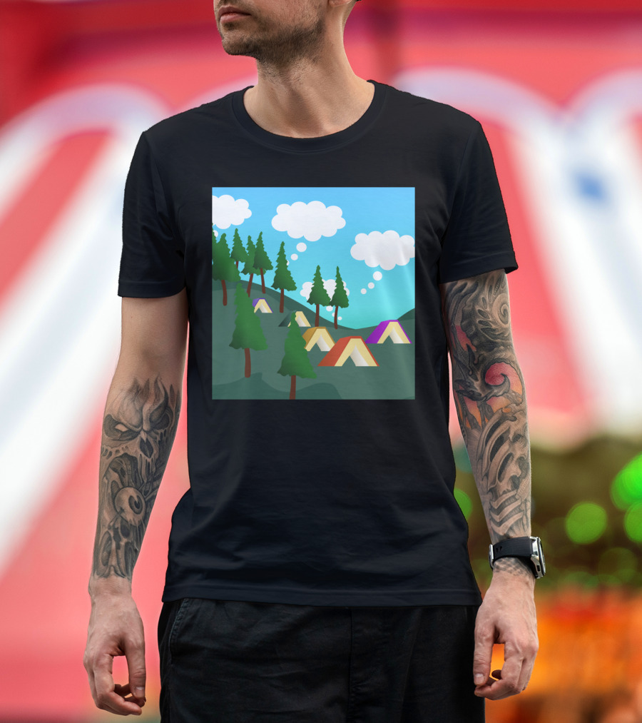 Book Adventures Forest Camping Tents Scenic Landscape T-Shirt