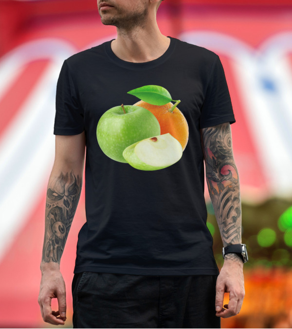 Premium T-Shirt: Apple And Orange Still Life Fruit Composition T-Shirt Apple And Orange Still Life Fruit Composition T-Shirt