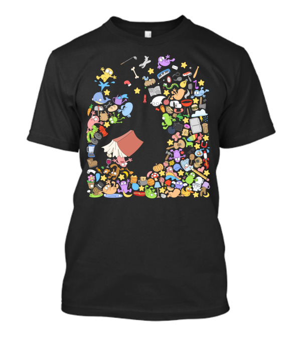 Book Overflow Doodle Collage Whimsical Icons T-Shirt