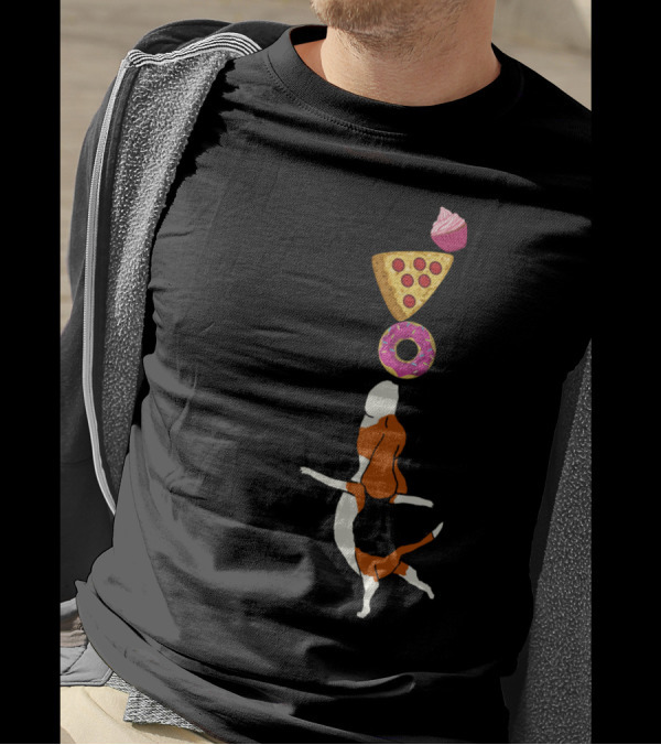 Find Your Balance Beagle With Donut Pizza And Cupcake T-Shirt