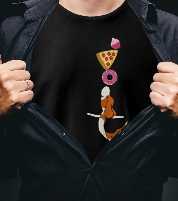 Find Your Balance Beagle With Donut Pizza And Cupcake T-Shirt