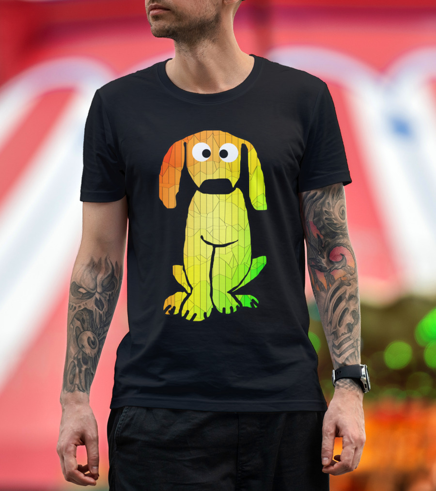 Crappy Dog Drawing Geometric Rainbow Pup T-Shirt