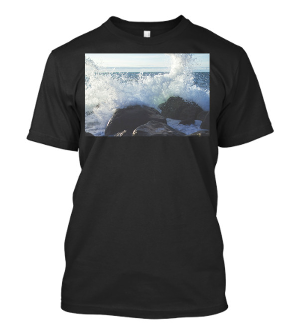 Crashing Waves On Rocky Shoreline Ocean Scene T-Shirt