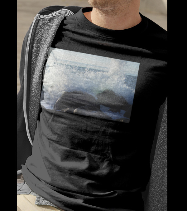 Crashing Waves On Rocky Shoreline Ocean Scene T-Shirt