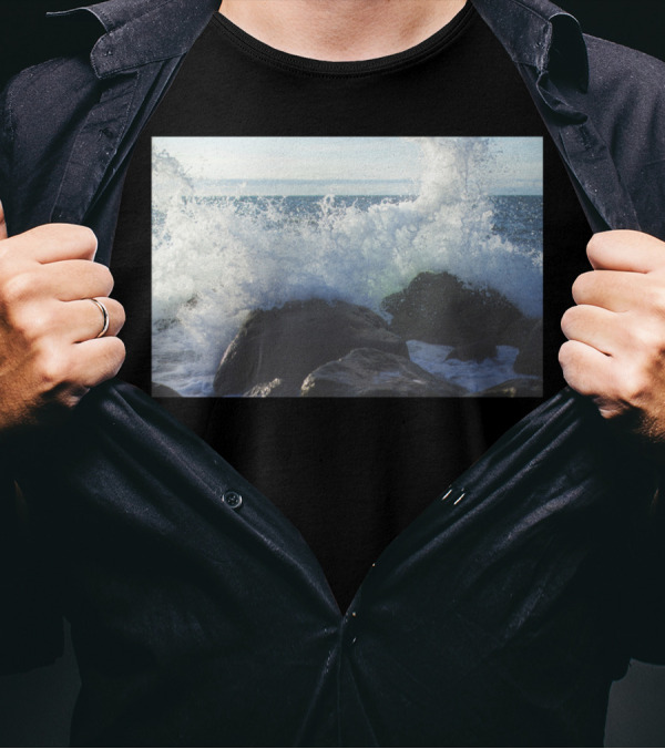 Crashing Waves On Rocky Shoreline Ocean Scene T-Shirt