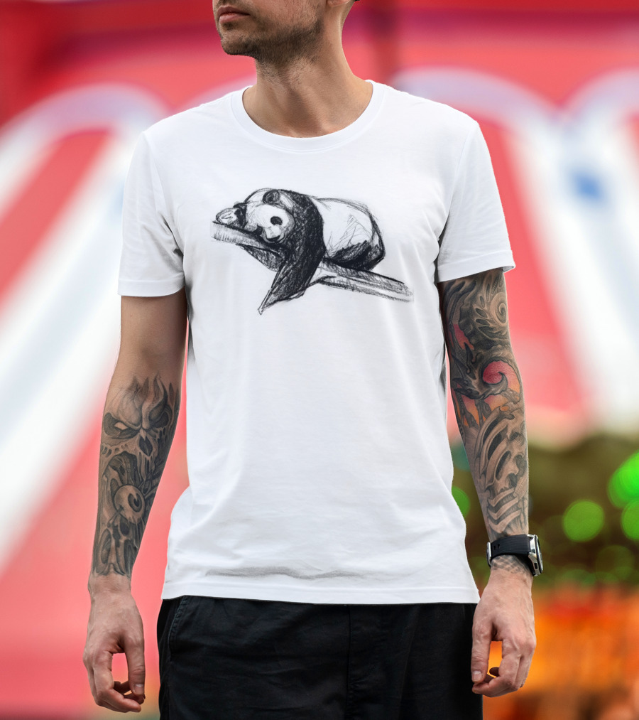 Bear Lying On A Tree Sketch T-Shirt