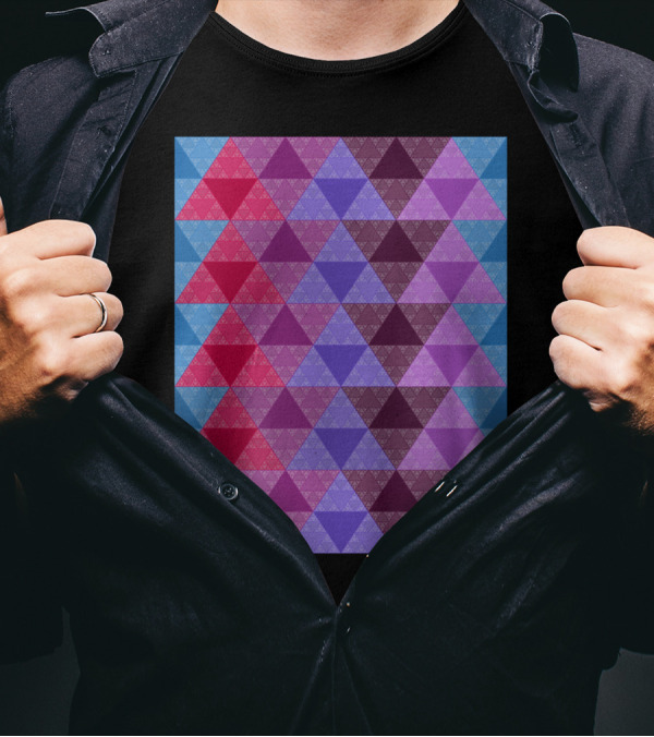 Funky Multicolor Geometric Triangle Pattern Structure T-Shirt