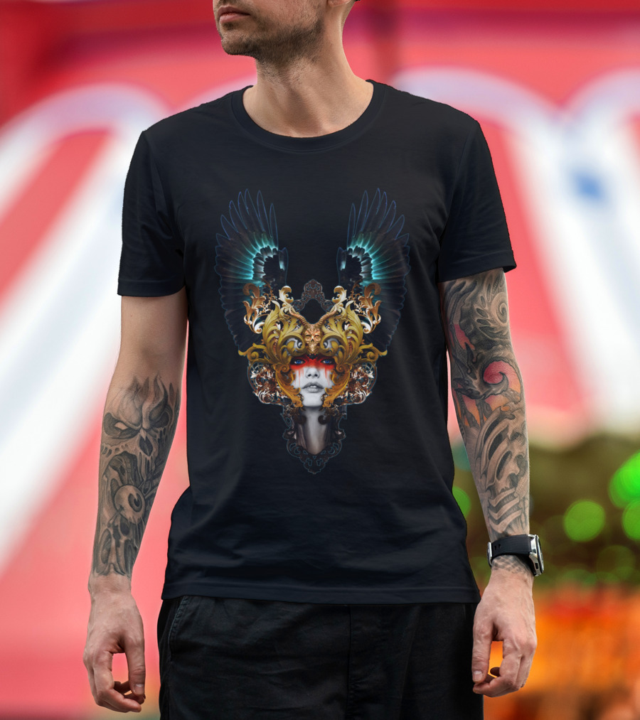 Archangel Baroque Ornate Wings Masked Face T-Shirt