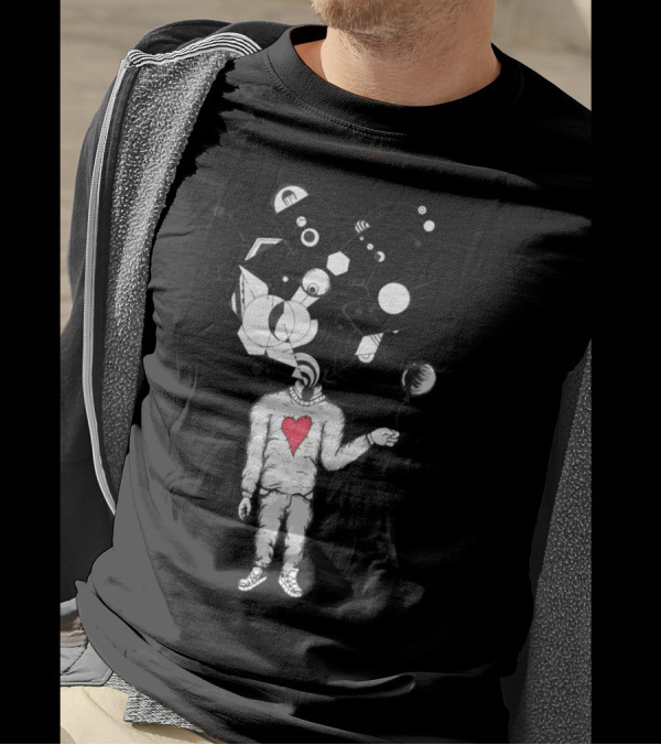 Creative Mind In A Heart Abstract Geometric Cosmic Figure T-Shirt