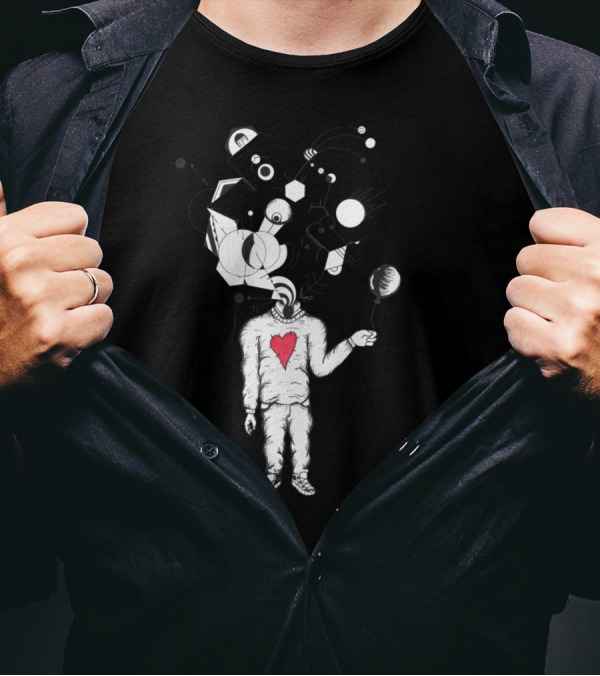Creative Mind In A Heart Abstract Geometric Cosmic Figure T-Shirt