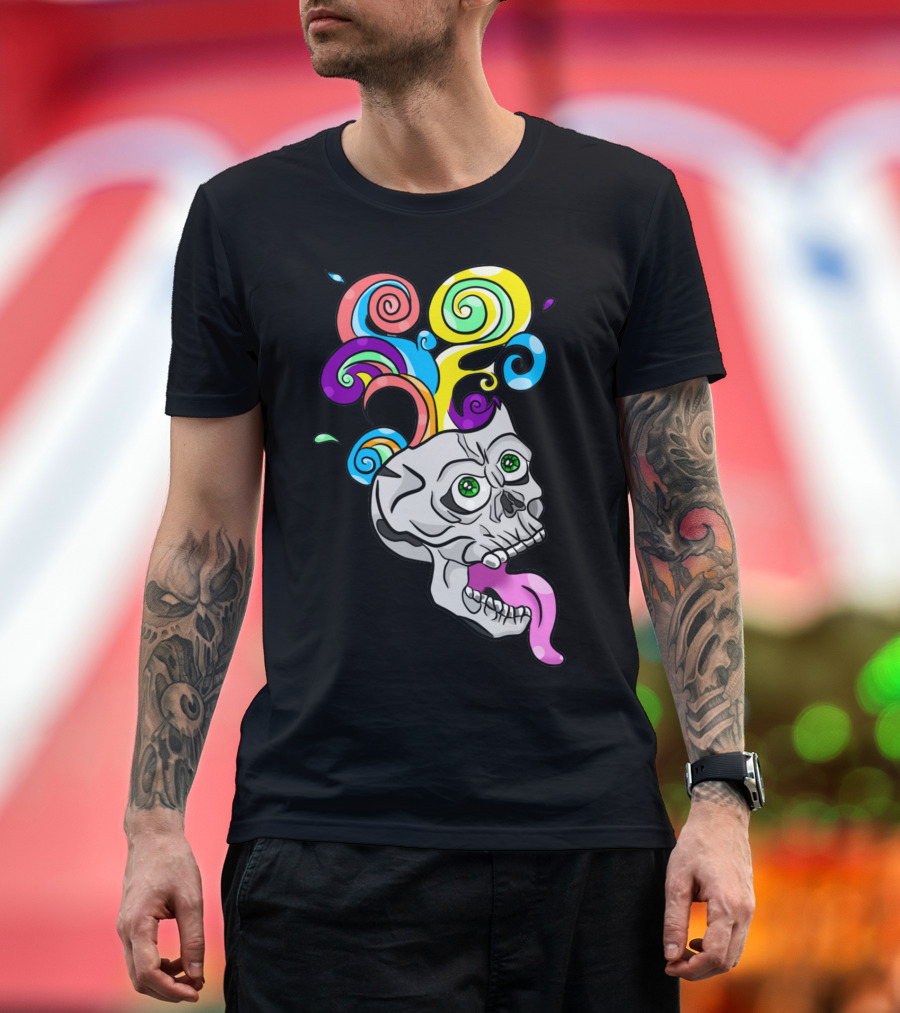 Creative Mind Skull with Colorful Swirls and Spirals by ByA T-Shirt