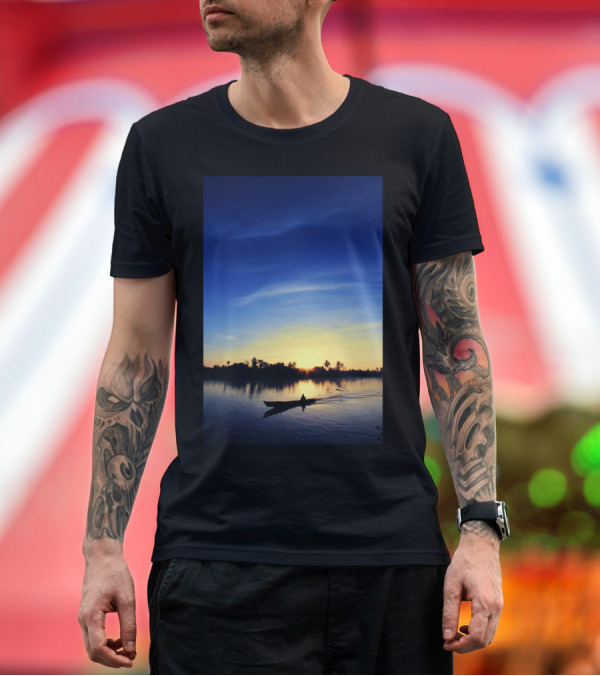 Premium T-Shirt: Borneo Blues Sunset Reflection Over Calm Waters T-Shirt Borneo Blues Sunset Reflection Over Calm Waters T-Shirt