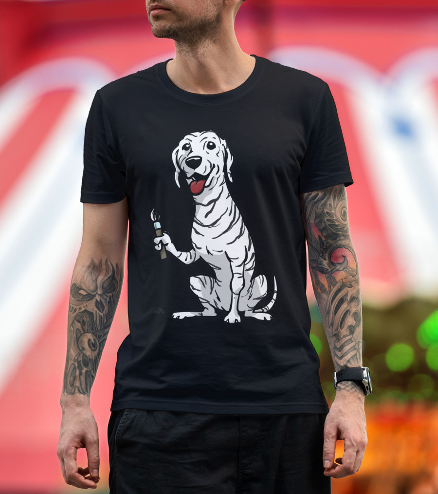 Funny Dalmatian Cartoon Dog with Paintbrush T-Shirt