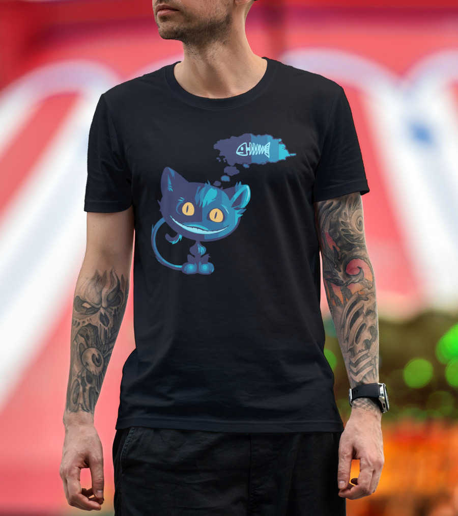 Creepy Cat Dreams of Fishbone T-Shirt