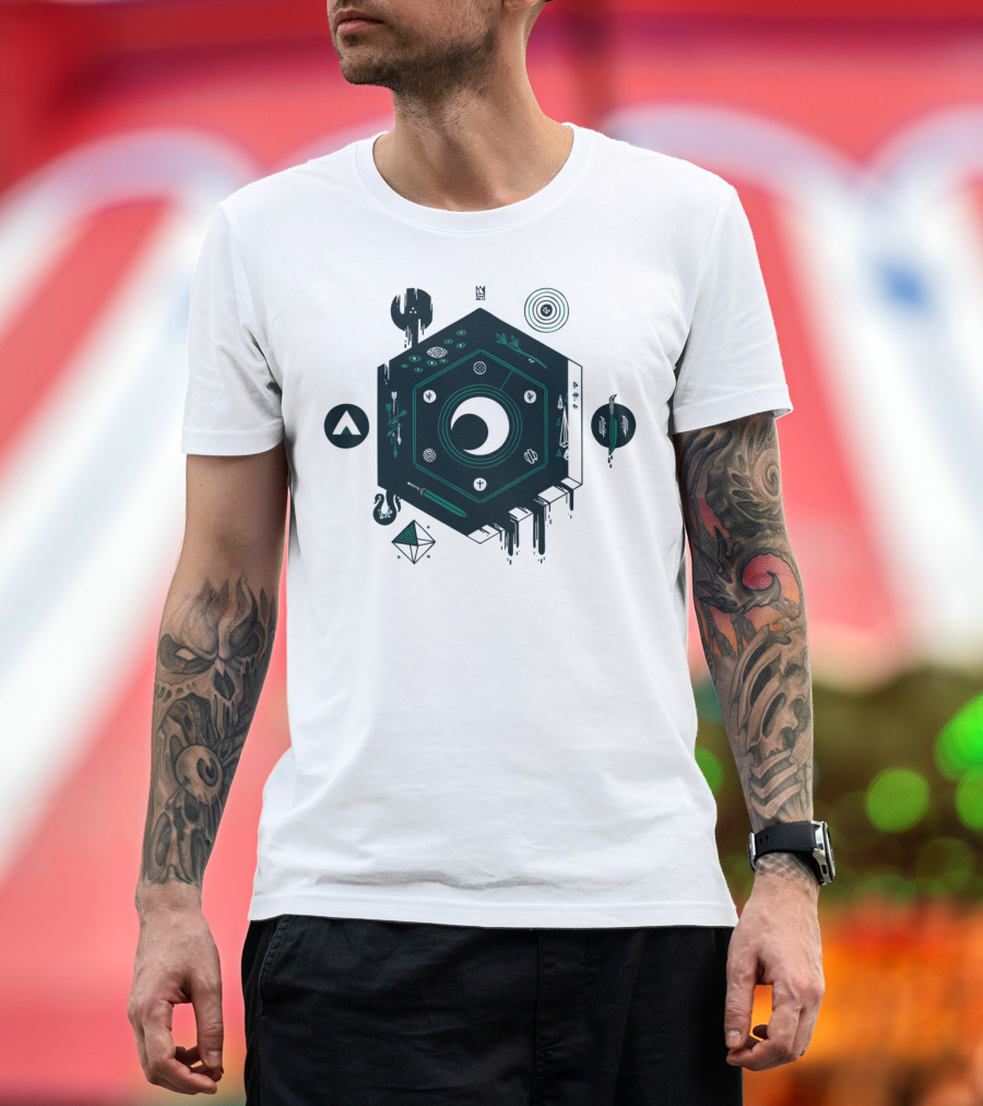 Crescent Hexagonal Geometric Patterns and Symbols T-Shirt