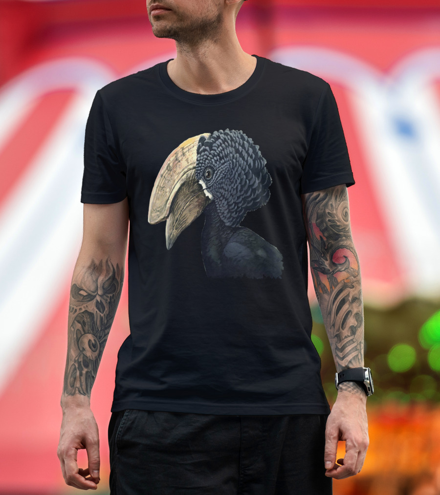 Tropicranus albocristatus Crested Hornbill Bird Handsome Bill T-Shirt