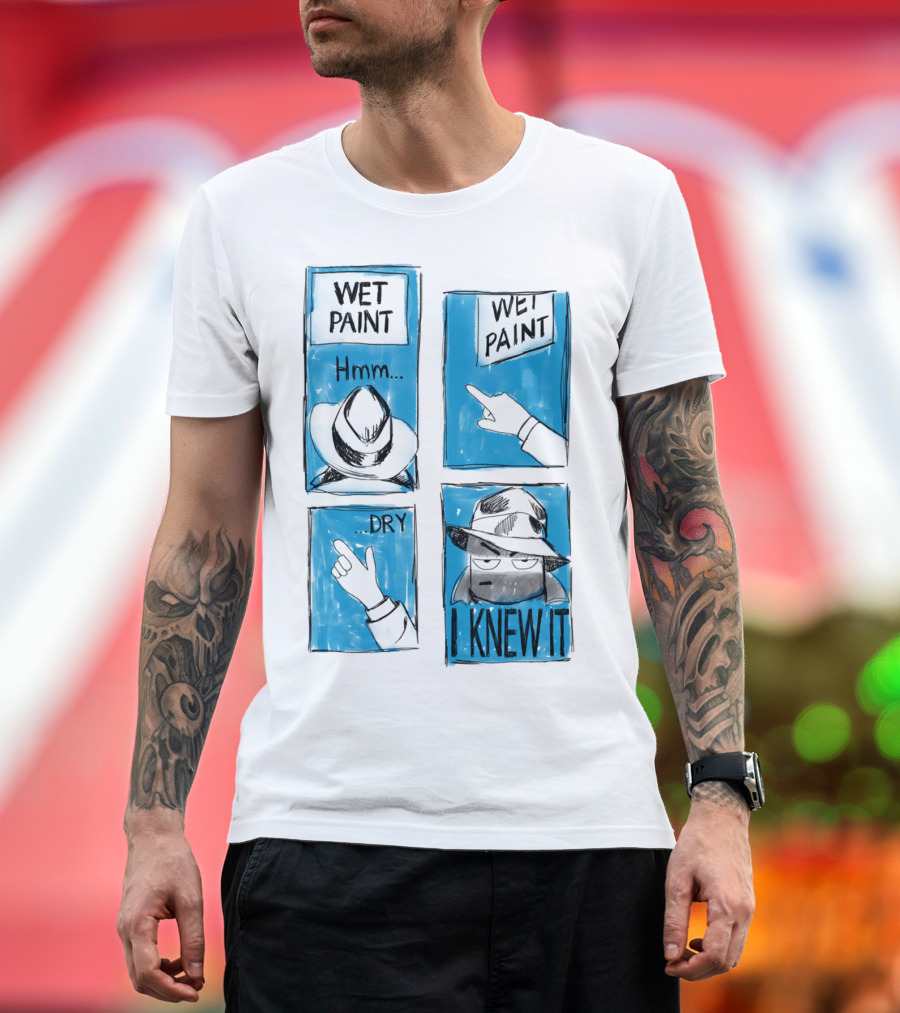 Wet Paint Detective Hmm I Knew It Dry Comic Panel T-Shirt