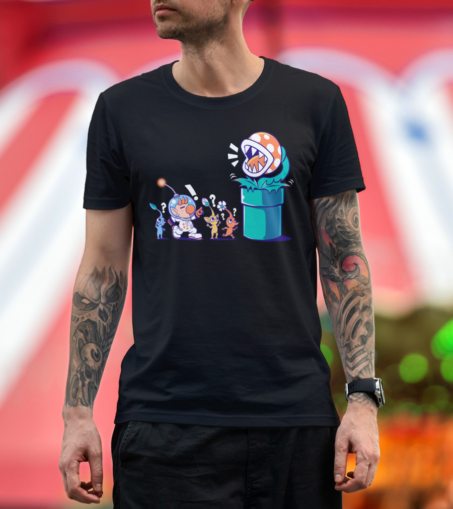 Pikmin Astronaut Wrong Planet Piranha Pipe Encounter T-Shirt