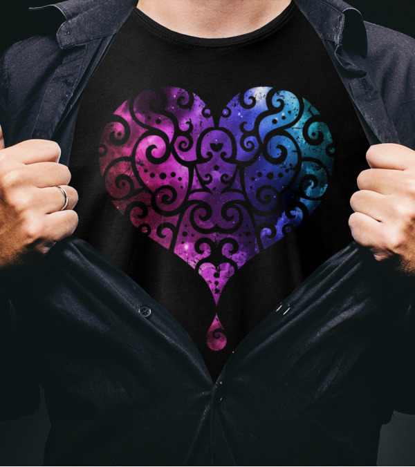 Fancy Heart Cosmic Swirl T-Shirt