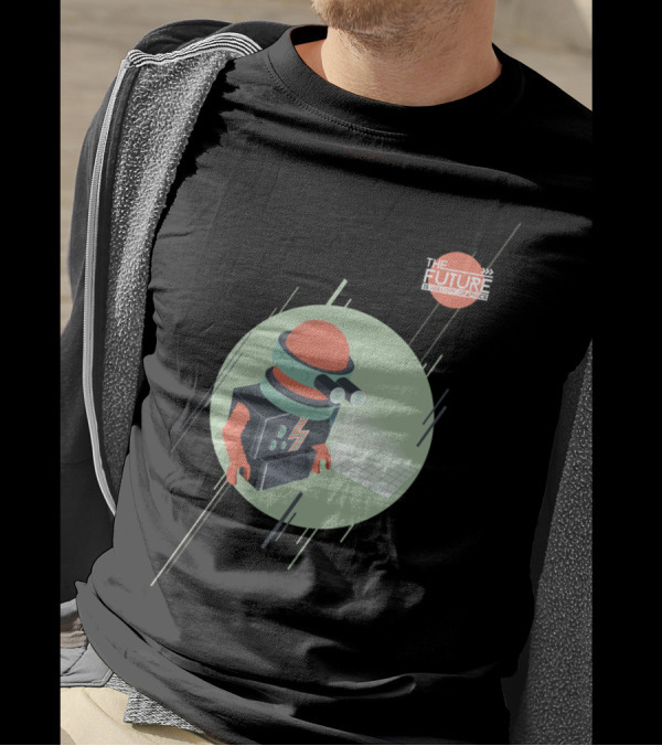 Future Is Hollow Graphics Retro Robot Projection T-Shirt