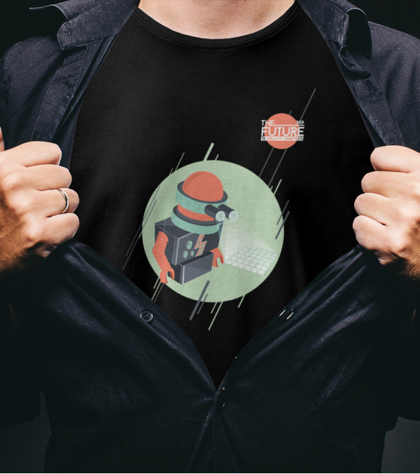 Future Is Hollow Graphics Retro Robot Projection T-Shirt