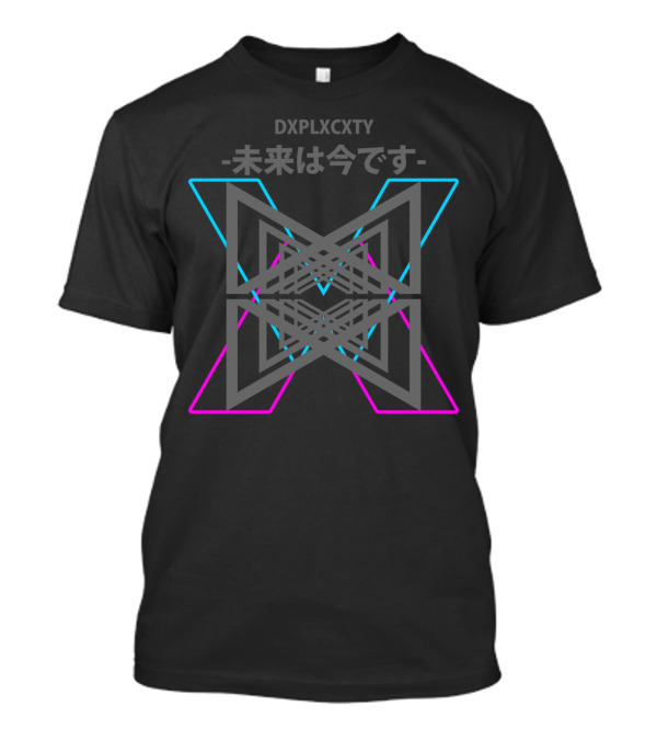 DXPLXCXTY 未来は今です Futuristic Geometric Neon T-Shirt