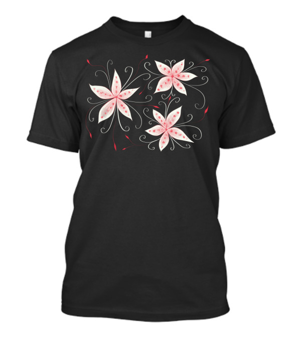 Beautiful Red And White Floral T-Shirt
