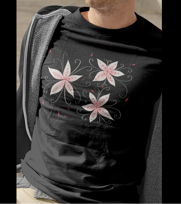 Beautiful Red And White Floral T-Shirt