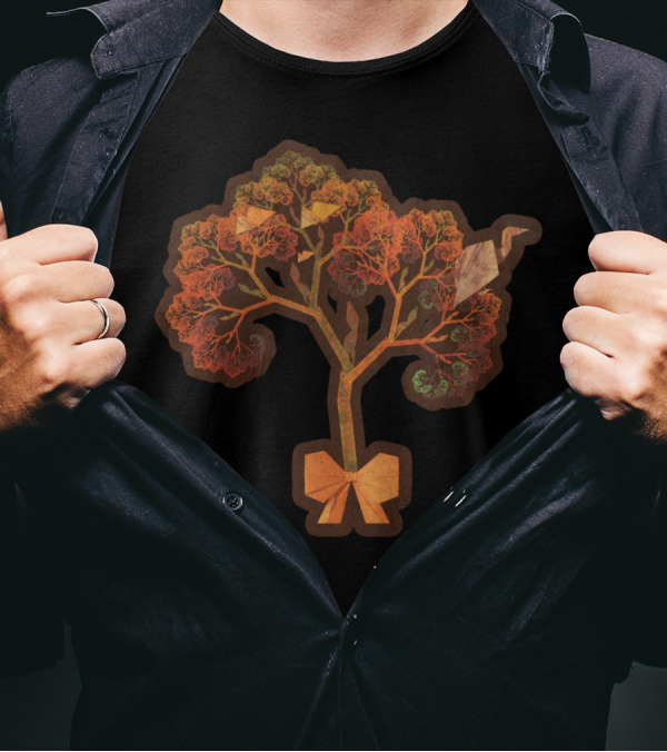 Fractal Tree Collage With Origami Elements T-Shirt