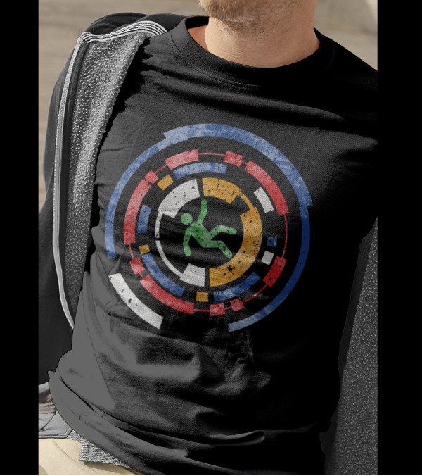 Tecno Hole Falling Figure Inside Colorful Circular T-Shirt