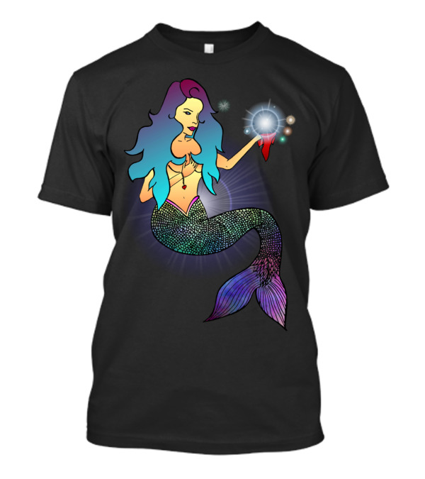 Gaia Revealing Cosmic Wonders In Vibrant Mermaid Form T-Shirt