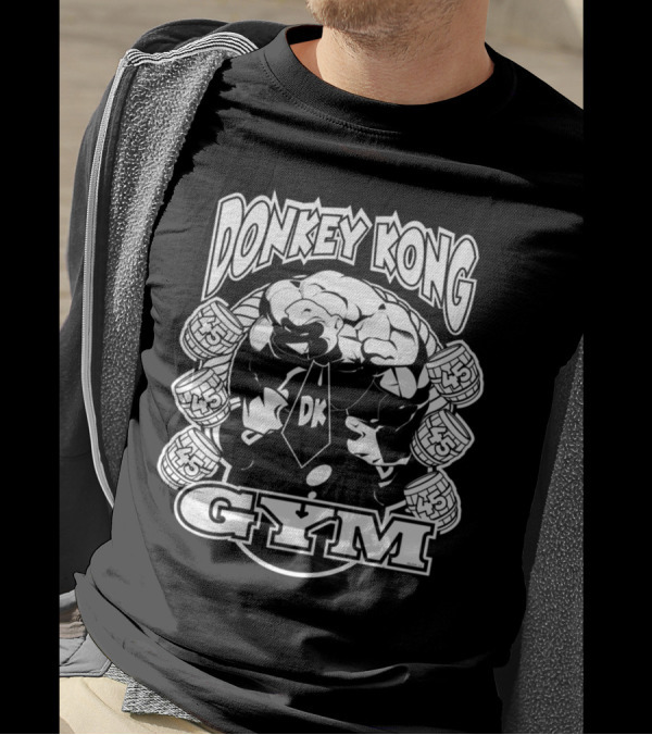Donkey Kong DK Gym Fitness Weightlifting Barrels T-Shirt