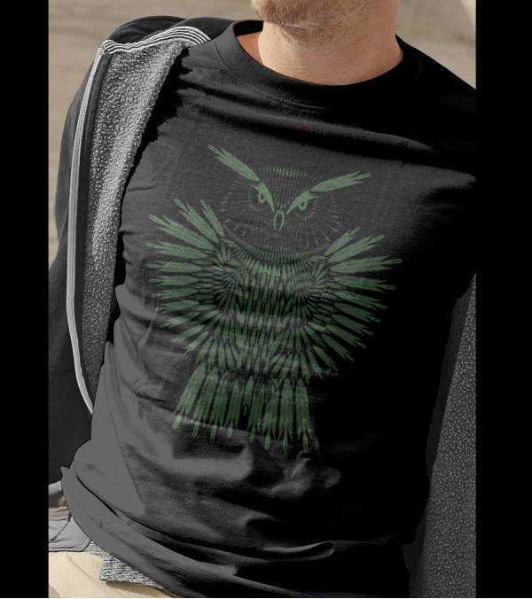 Arrow Owl Forest Green Mandala T-Shirt